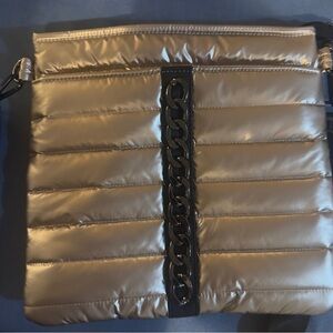 THINK ROYLN Metallic Gold Crossbody Bag With A BCBG Strap